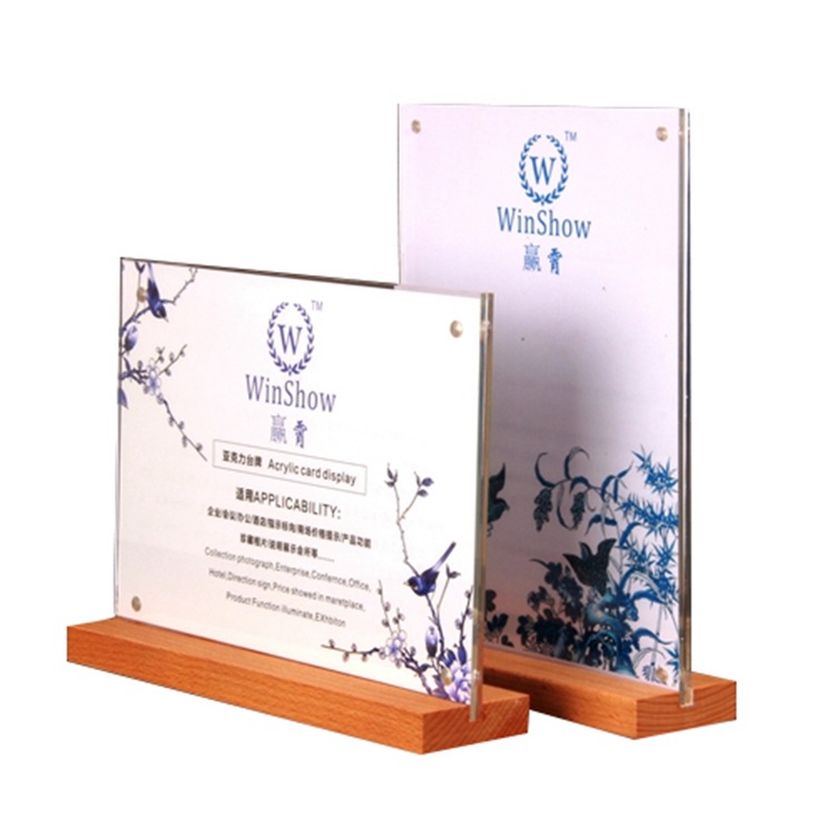 A4 log table sign wood acrylic strong magnetic Decca card double-sided transparent card A5 display table A6 price card Item Picture