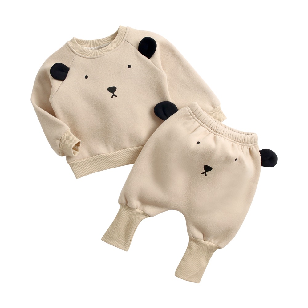 Children's clothing autumn and winter baby fleece hoodie, large PP pants set for boys and girls, Korean version animal two-piece set for 1-year baby 3 Item Picture