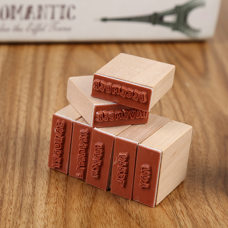 Wholesale of retro and simple digital English teaching children's toy stamps in wooden boxes Application Scenario