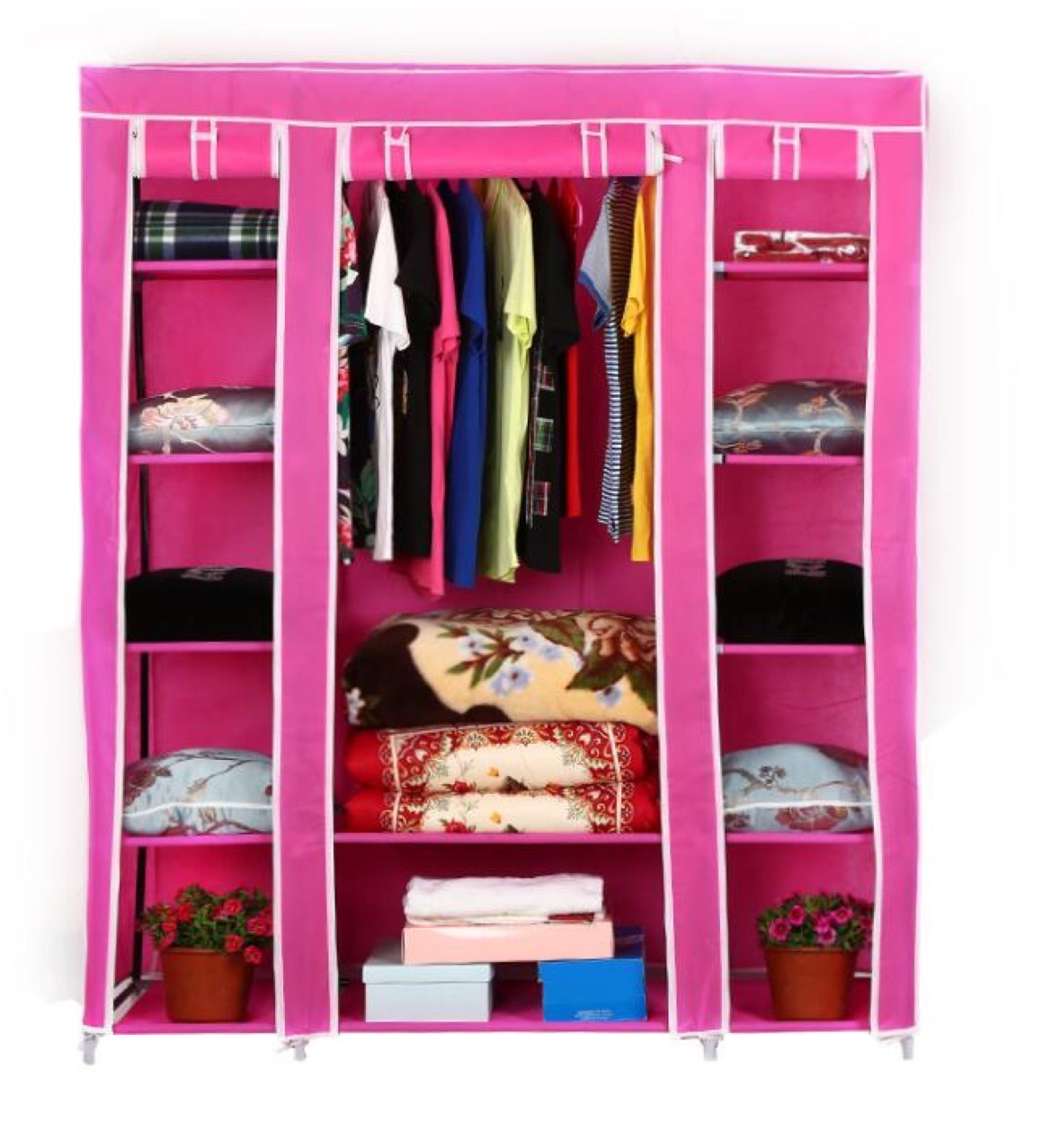 Manufacturers direct non-woven simple folding wardrobe foreign trade wholesale wardrobe assembly storage cabinet corner storage wardrobe Application Scenario