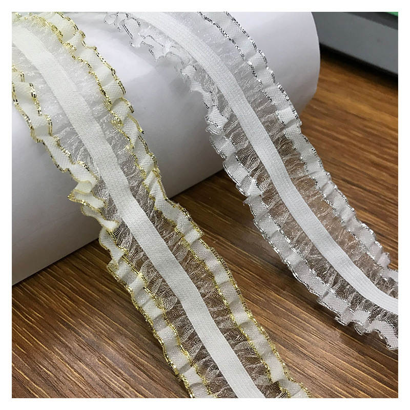 Wedding Wrist Strap Double Gold Lace Elastic Bridal Wrist Floral Dress Ribbon Textile Accessories Elastic Wedding Band Application Scenario