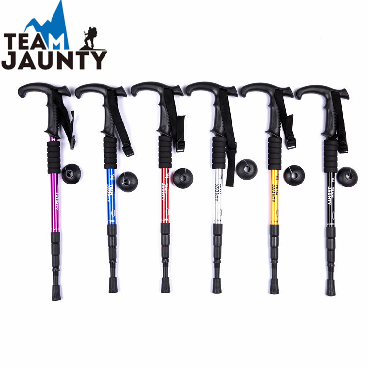Curved handle crutches high strength aluminum alloy trekking pole climbing the mountain hiking elderly outdoor four straight handle cane wholesale full figure