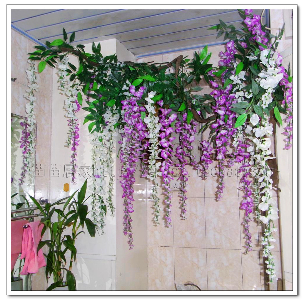 Artificial Wisteria Flower False Flower Silk Flower Violet Plant Suspended Ceiling Flower Vine Wedding Decoration Rattan Flower String Vine Application Scenario