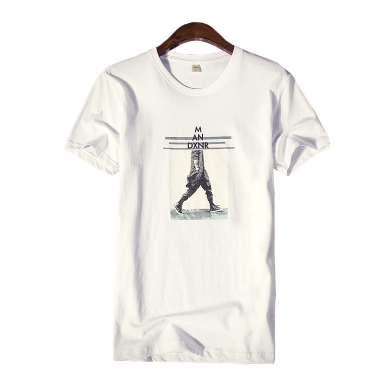 Men's short-sleeved T-shirt, summer thin round-neck clothes, student Korean style trendy summer wear, white half-sleeved T-shirt for men Item Picture