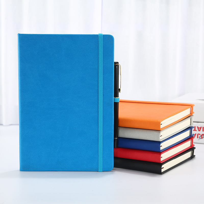 Customized paperback notebooks, meeting records, notepads with elastic straps, business hardcover diaries, printed logos details Picture