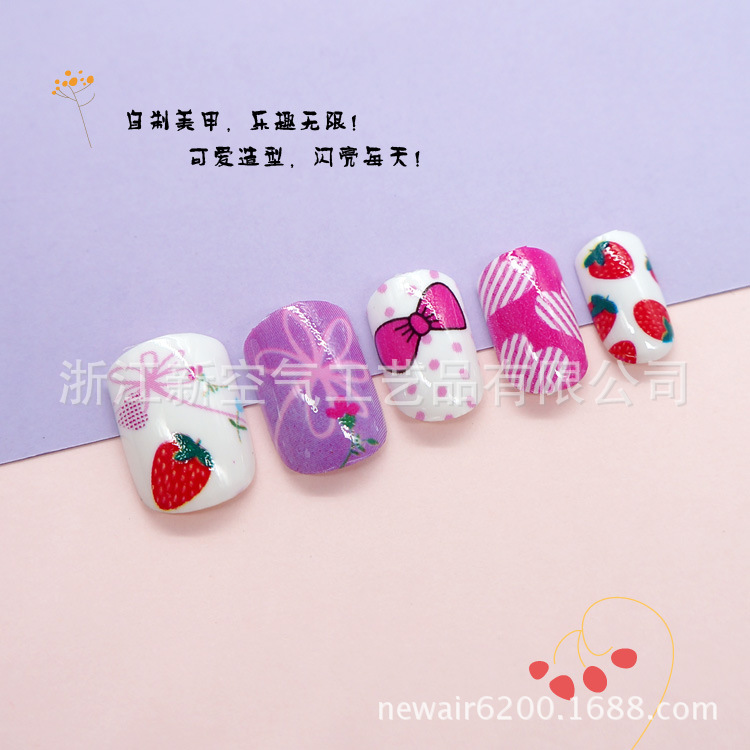 24 Children's Day gifts: Children's nail patches, nail art pieces, adhesive nail art patches, finished children's nail pieces details Picture