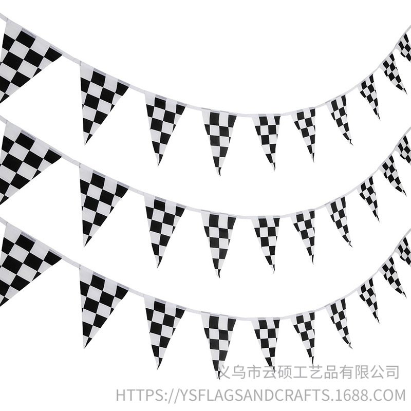F1赛车串旗 黑白格赛车串旗 8号黑白格赛车三角串旗比赛装饰拉旗详情图1