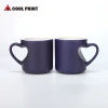 DIY design personalized heart-shaped handle color-changing cup, heat transfer frosted concave heart magic cup, blank ceramic water cup Specification image