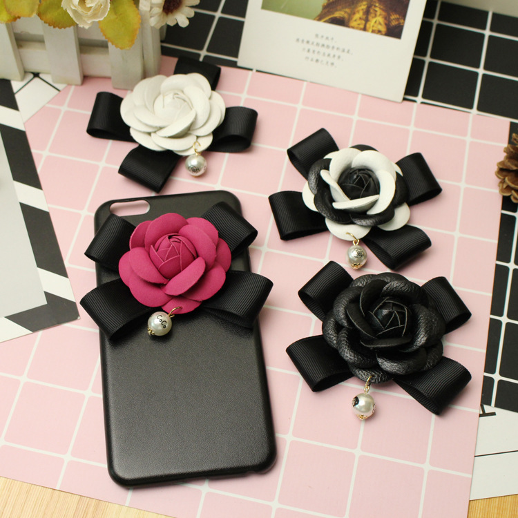 New handcrafted pearl bow from South Korea, DIY phone case materials, headwear, shoe flower accessories, embossed leather, camellia Specification image