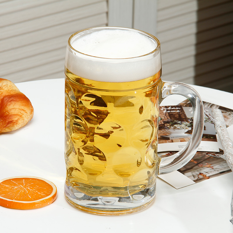 厂家定制简约玻璃啤酒杯 1L水晶玻璃扎啤杯 酒吧大号啤酒杯