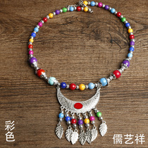 Wholesale Ethnic wind collar necklaces Ethnic wind headwear Hair accessories Forehead accessories Miao silver necklace collar children adults