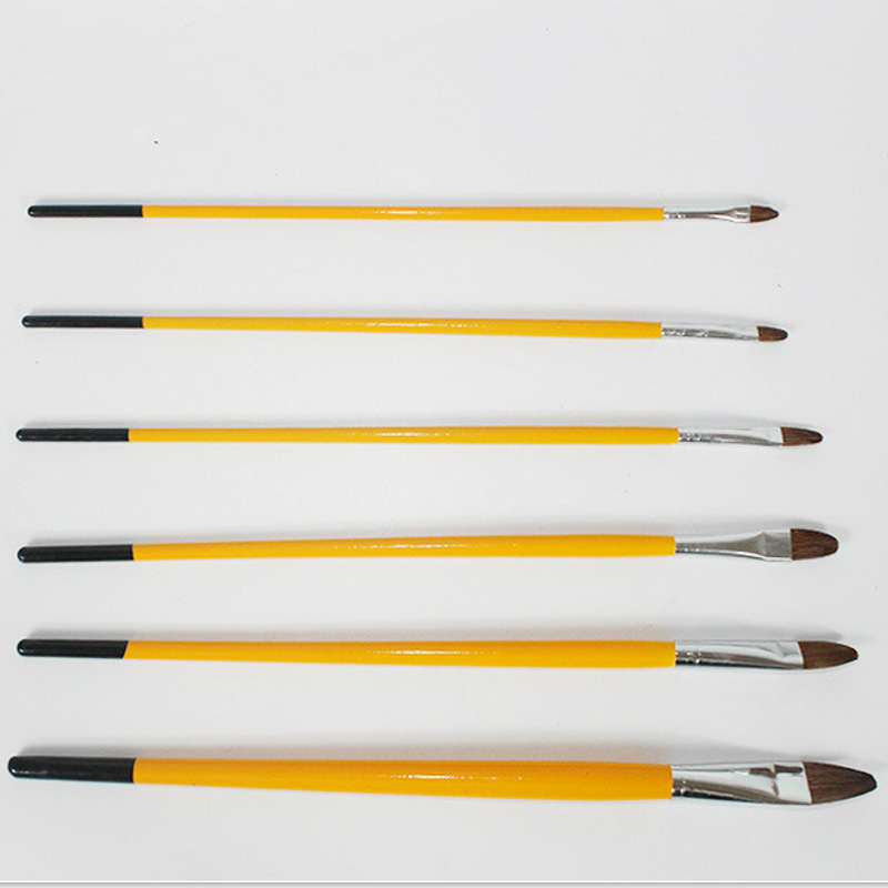 厂家批练习画室用狼毫画笔水粉平峰油画笔丙烯画笔水粉笔6支套装