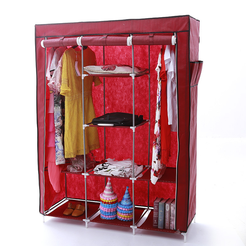 New large simple wardrobe Korean version folding wardrobe dust cloth wardrobe steel pipe roller shutter storage cabinet wholesale full figure