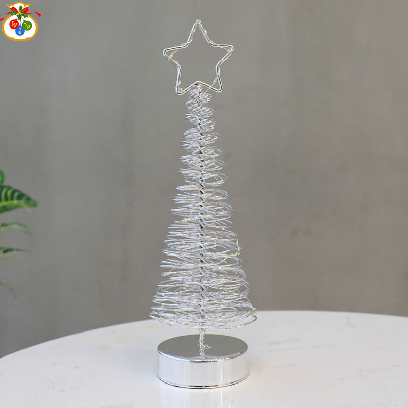 RT-803 Lighted wire tree, gold and silver Christmas tree, Christmas Decorations, ambient lights, LED lights, Christmas ornaments 2022 Item Picture