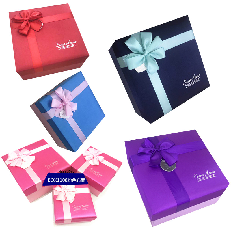 Multi-Color New Product Color Ding Cloth Cover Gift Box Valentine's Day 3 Sets Of Heaven And Earth Cover Packaging Box Specification drawing
