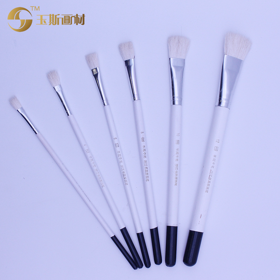 Manufacturers Direct Sales Of Sheep Tail Flat Oil Paintbrush High-Grade Wool Oil Paintbrush High-Grade Paintbrush Series Wholesale