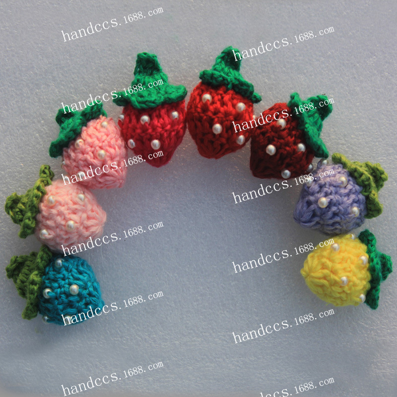 DIY手钩大草莓毛线花服装辅料有现货共8色产品图