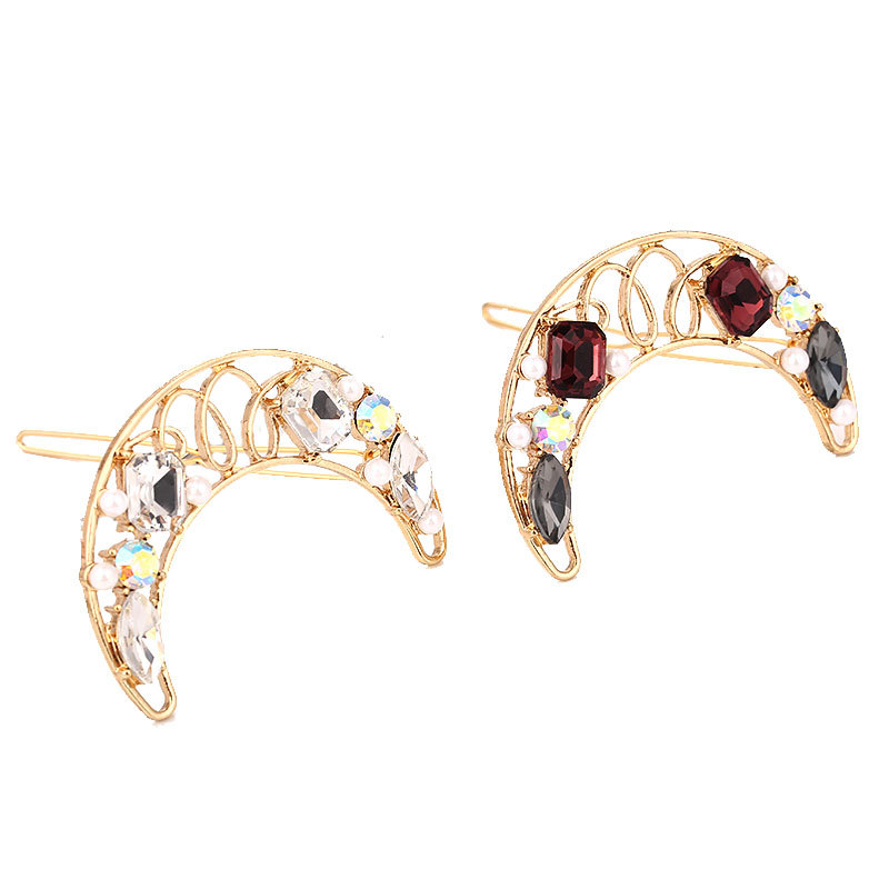 Nueva versión coreana estilo coreano luna cristal borde clip accesorios para el pelo flores con diamantes multiplo rana franja clip headwear fuente Item Picture