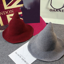 欧美外贸节日万圣节个性巫师帽速卖通亚马逊尖顶大檐羊毛帽