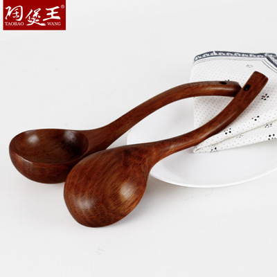 Tao Bao Wang offers wholesale and consignment of long-handled wooden spoons, unpainted solid wood soup pot spoons, restaurant porridge spoons and rice spoons details Picture