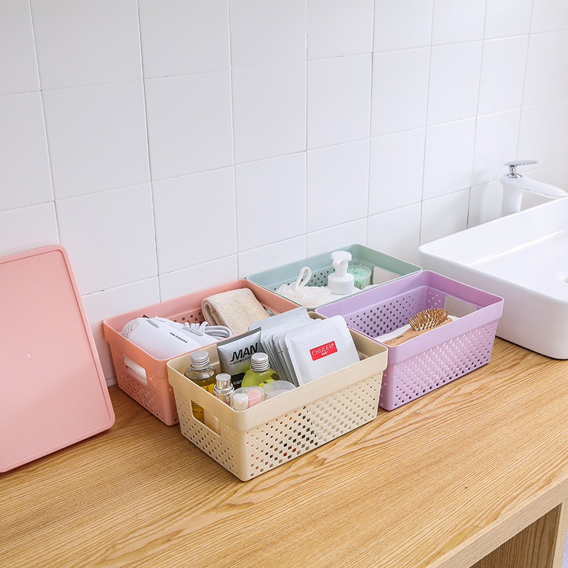 European-style organizing and storage basket, Nordic color bathroom cosmetics storage box, desktop sundries storage box 0750 Specification image