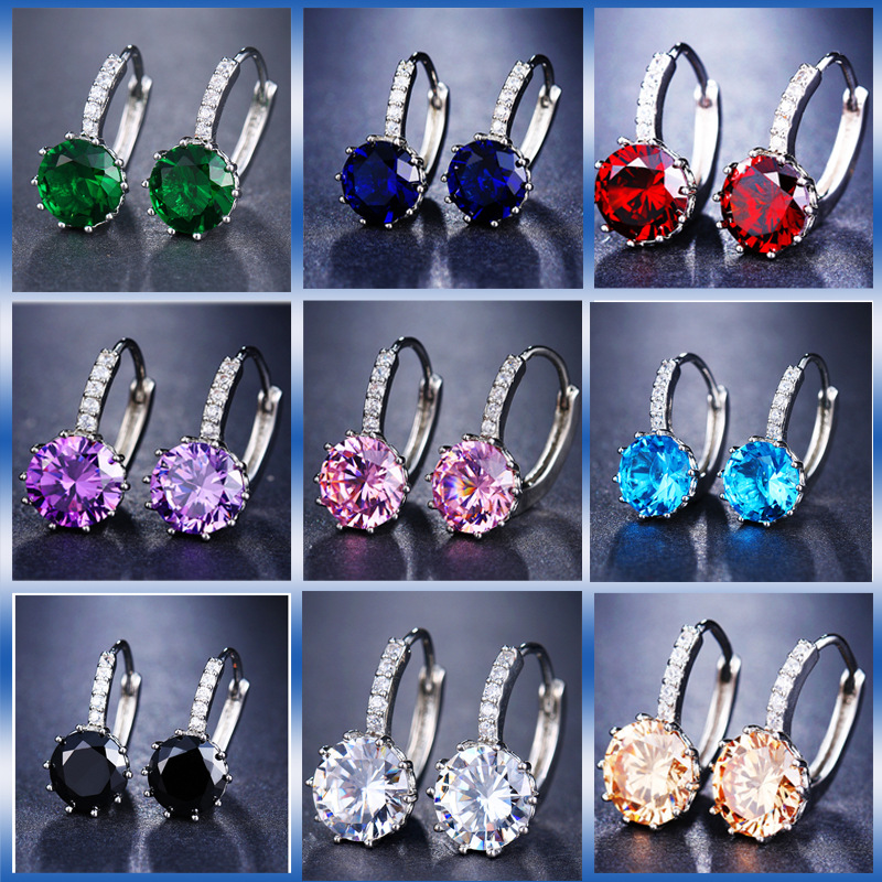 Multicolor zirconia joyería mujer coreana temperamento pendientes personalidad simple hipsteres frescura accesorios net earloop earloop details Picture
