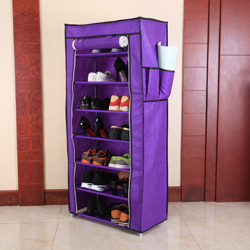 Factory direct sales of modern simple home iron tube custom Oxford cloth shoe cabinet full figure