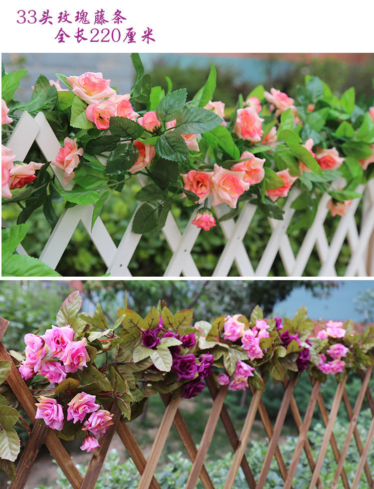 Artificial flowers, roses, rattan, wedding pipes, air conditioners, shading decorations, artificial flowers, rattan, silk flowers, wall hangings pic 19
