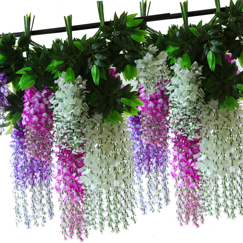 Artificial Wisteria Flower False Flower Silk Flower Violet Plant Suspended Ceiling Flower Vine Wedding Decoration Rattan Flower String Vine Item Picture