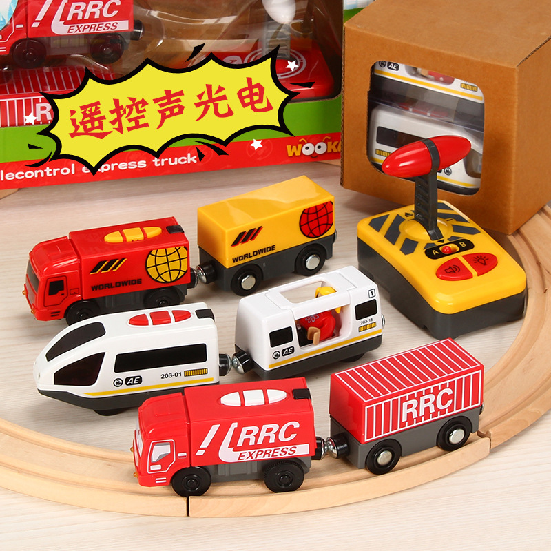 Remote control electric train is compatible with wooden Thomas train track toys
