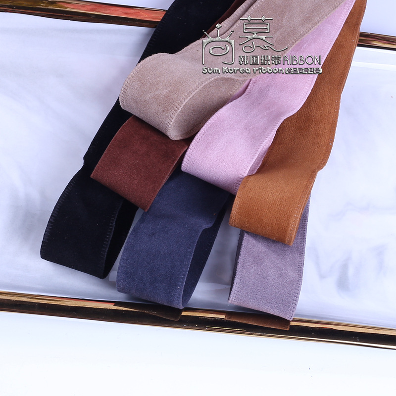 Korean deerskin velvet ribbon hair accessories diy flower materials hat gift box packaging clothing accessories flocking ribbon Specification image