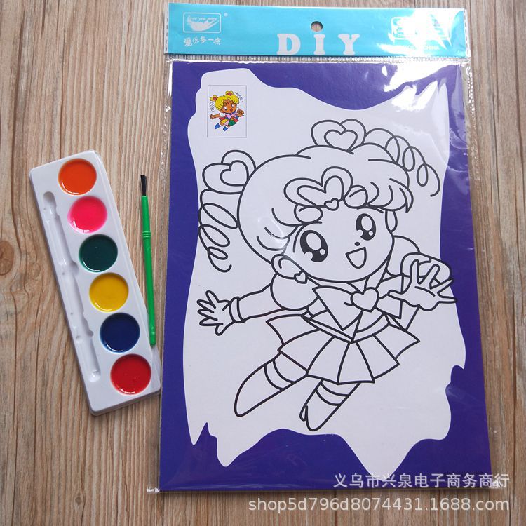 【 Zone 3-8 】【 Drawing Board Semi-dry Painting 】10/ bundle 1000/ box 1 yuan 6-color Coloring Painting Filling Painting Cartoon Doodle DIY Painting Children's Painting 1 yuan wholesale Item Picture