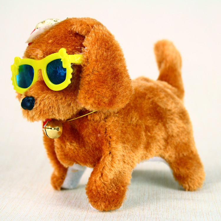 Toy dog can bark, walk, its eyes shine, it wears a leash, glasses, a hat, an electric puppy, and a dog plush toy Specification drawing