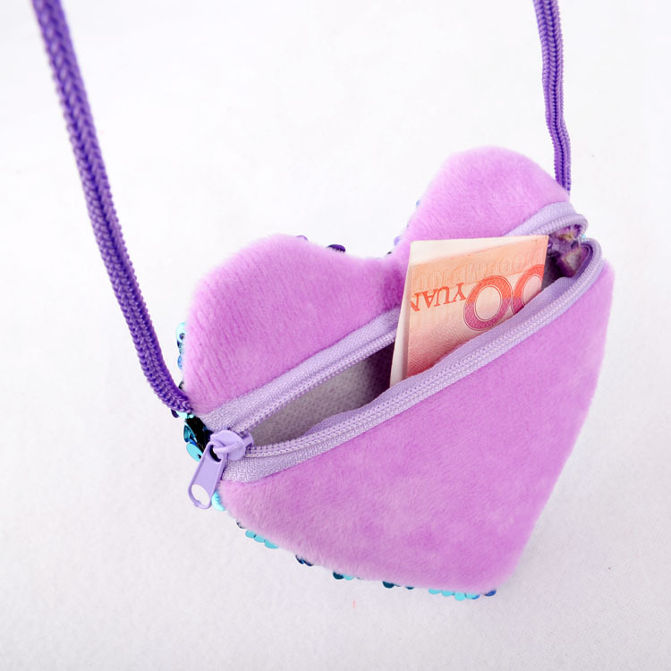 Factory direct sales of best-selling sequined lanyard bags, heartwarming children's coin purges, creative diagonal cross bags, wholesale on Amazon Item Picture