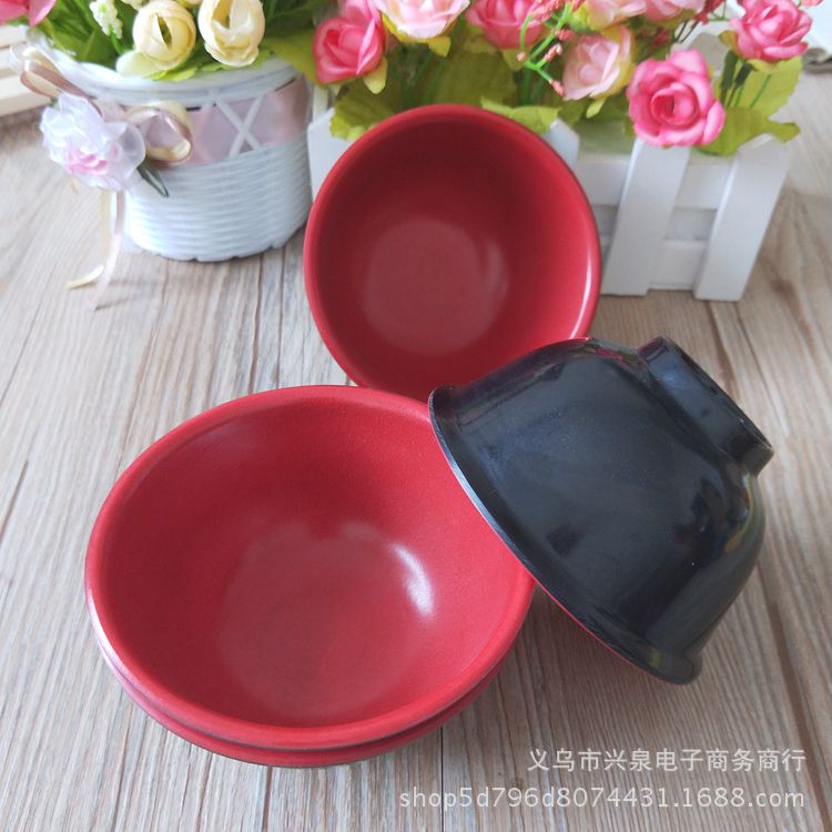 【 Zone 3-9 】2701 Red Bowl 600 per box, one yuan, Two yuan, Small Bowl, Melamine Bowl, Small Red Bowl, Hot Pot Bowl, Two-color Bowl, one yuan Tableware