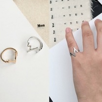 J702 Korean version personality simple curved lightning ring couple electrocardiogram high-low ring ring ring tail ring