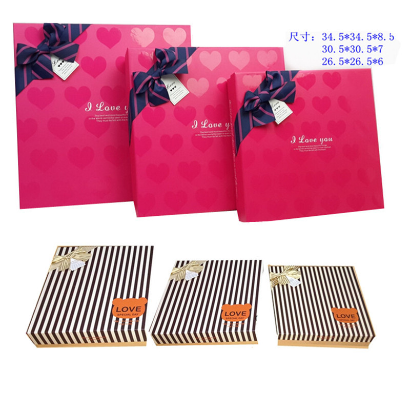 Manufacturers Supply 05205Uv Heart Stripe Pattern Fashion Gift Box Packaging Paper Box details Picture