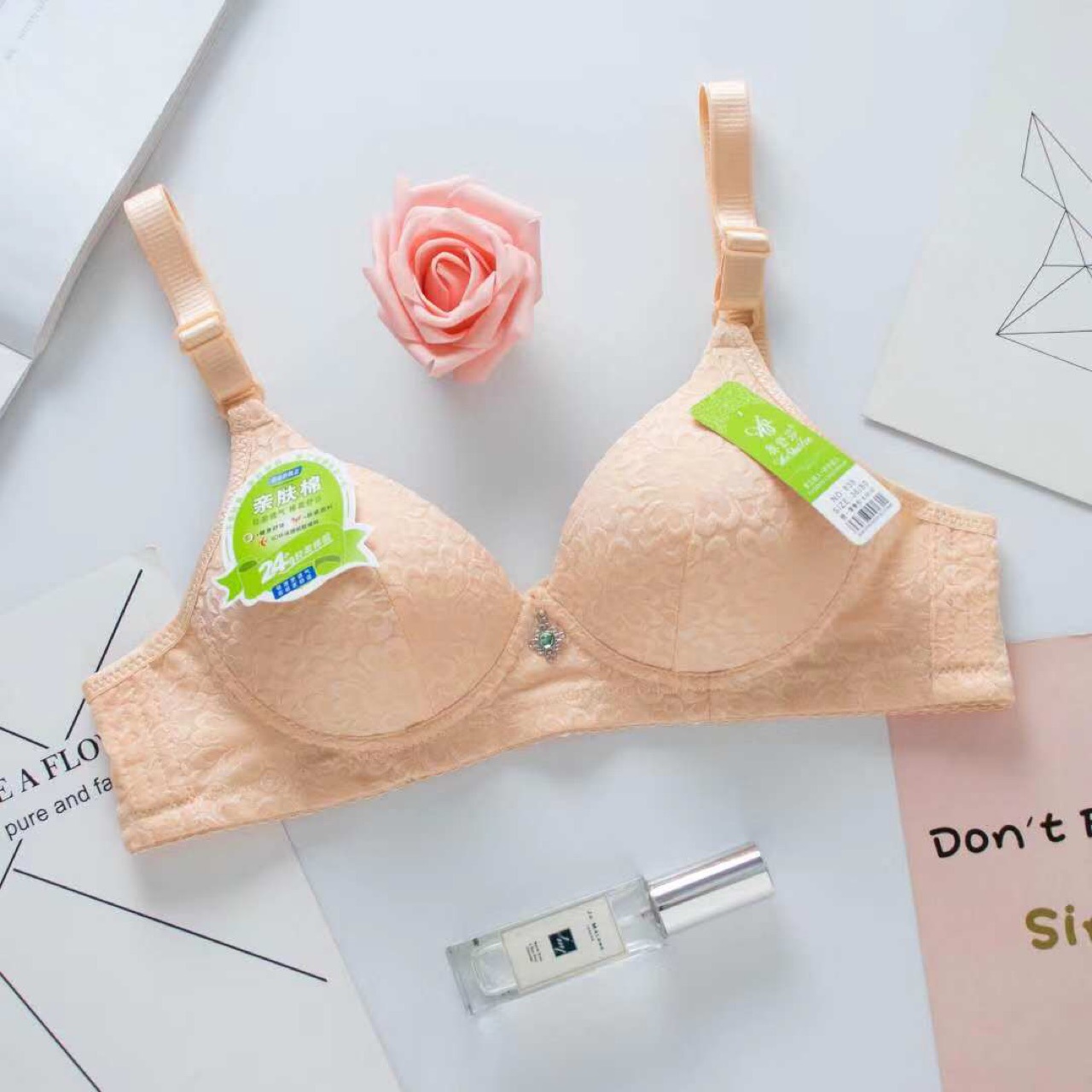 Olshufen 838# Breathable Soft t Delicate Jacquard skin-friendly cotton bra details Picture