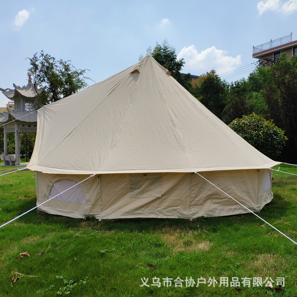 He Xie Outdoor camping tent, bell-shaped yurt, wedding tent, campsite cotton canvas, Oxford fabric, rain protection and warmth Application Scenario