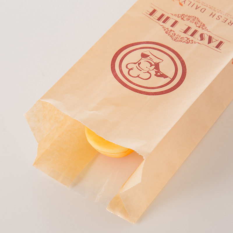 Window Drizzled Brown Paper Bag Bread Toast Bag Food Packaging Baked Toast Bag Factory Wholesale Customization Application Scenario