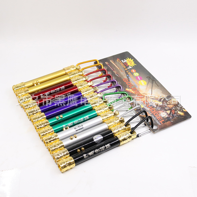 Golden Hoop rod flashlight, three-in-one ultraviolet banknote detector lamp, infrared laser lamp, gift LED mini small hand flashlight details Picture