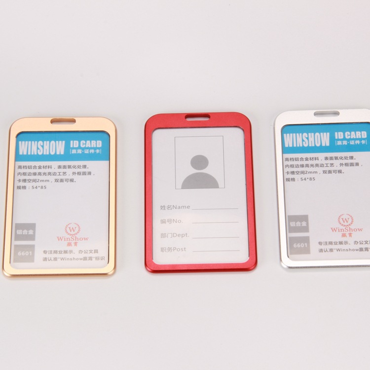 Aluminum alloy work card sleeve work card with lanyard metal name card factory staff listing work documents customized details Picture