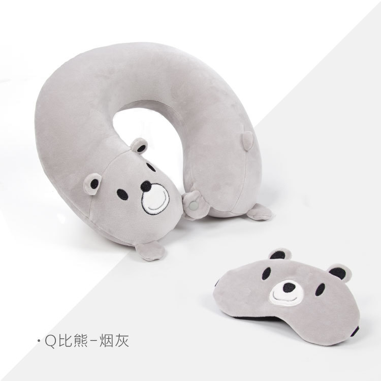 Douyin's same style of in-stock U-shaped pillow, creative and simple cartoon animal eye mask set, buckle memory foam light-blocking eye mask Application Scenario