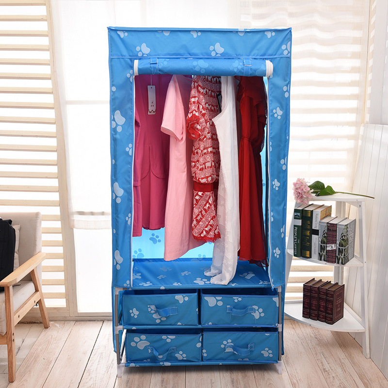 New printed simple wardrobe multi-functional dustproof wardrobe Oxford cloth storage cabinet with drawer cloth wardrobe wholesale full figure