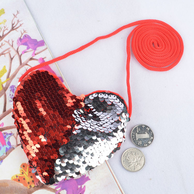 Factory direct sales of best-selling sequined lanyard bags, heartwarming children's coin purges, creative diagonal cross bags, wholesale on Amazon Specification image