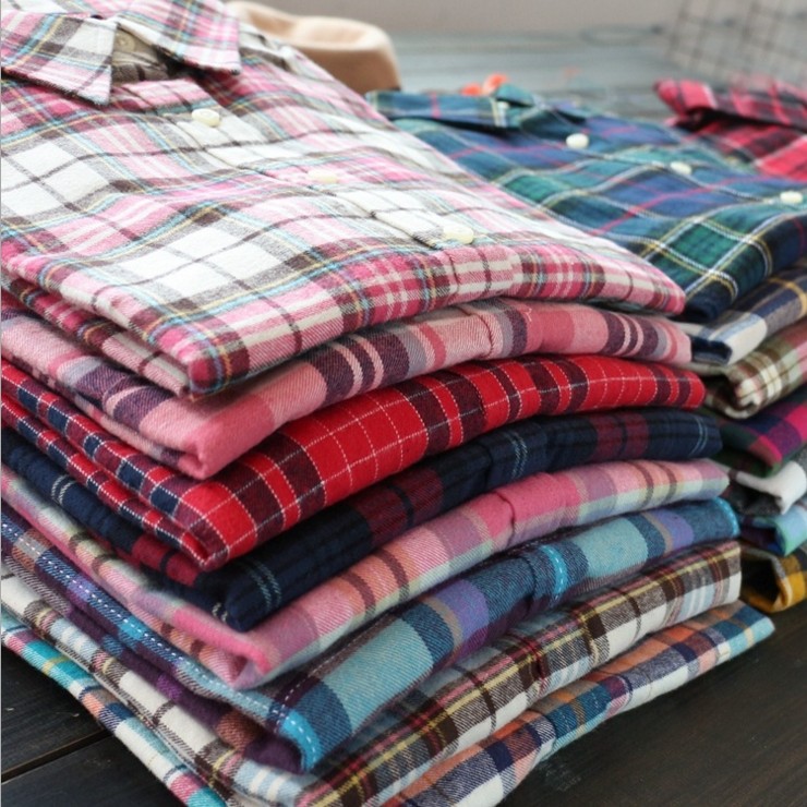 Factory Direct Wool Plaid Shirt Flannel Plaid Shirt Wool Shirt Women's Thick Shirt Multi-Color details Picture