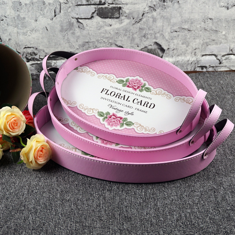 Creative tray, oval leather water coaster plate, simple tea tray, bread, fruit and fast food plate, hotel cross-border exclusive Specification image