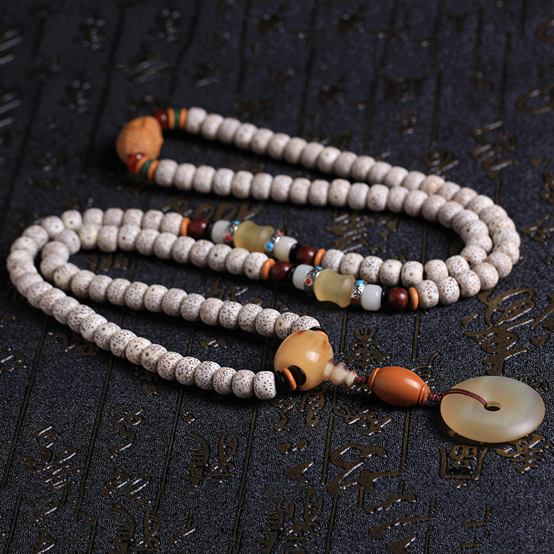 Manufacturers Wholesale Hainan Star Moon Bodhi High-Density Dry Ground 108 Multi-Circle Rosary Bracelet Horn Safety Buckle Jewelry Specification drawing