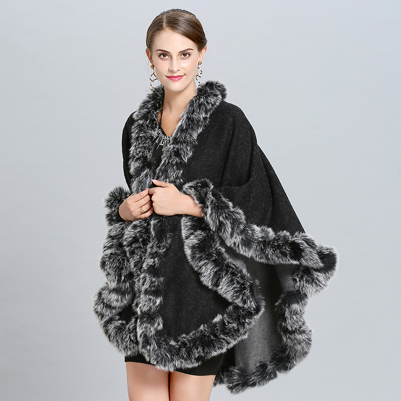 1340# European and American autumn and winter new style double-sided wearable large-sized handcrafted woolen shawl cape coat factory direct sales Application Scenario