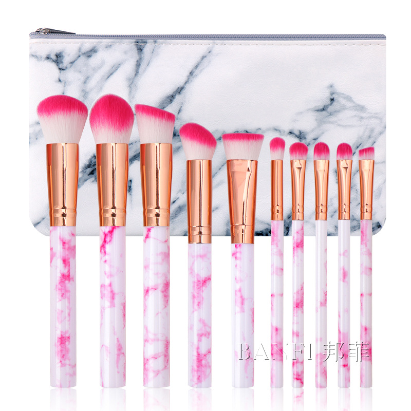 10 marble makeup brushes set, 5 large and 5 small eyeshadow brushes, blush brushes, storage bag manufacturer in stock shanilak Item Picture